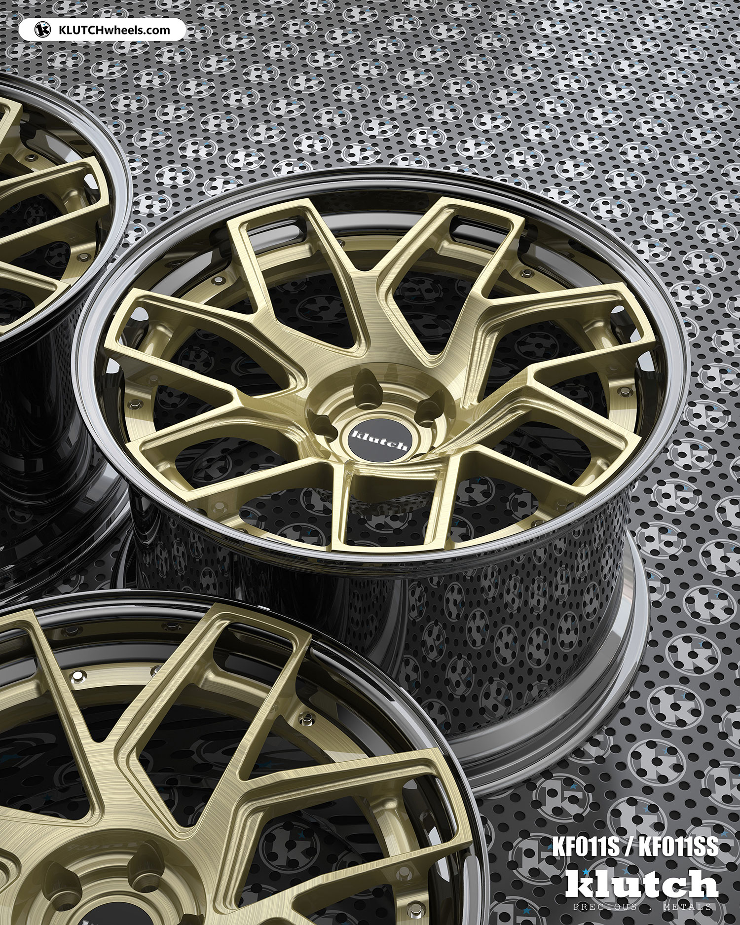 KF011S and KF011SS forged step-lip wheels – surface reflection detail