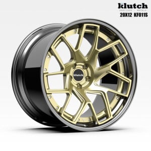 KF011S forged step-lip wheel – brushed gold finish, 20x12 setup