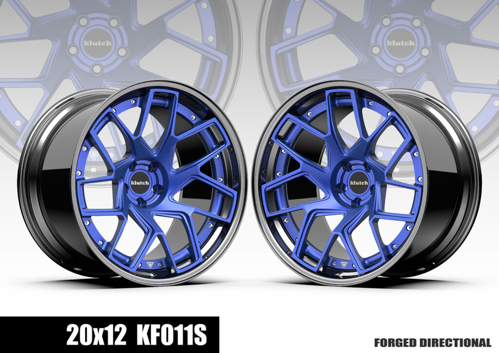 KF011S 2-piece forged wheel in matte blue finish – directional forged design