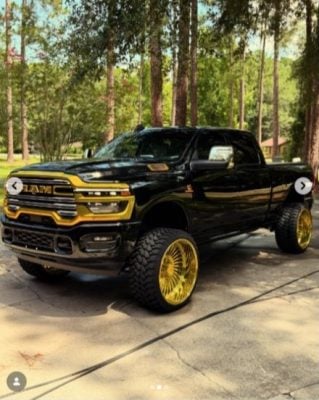 Custom Ram heavy-duty truck with Klutch forged wheels — side three-quarter view