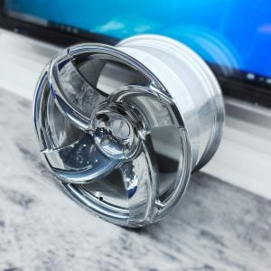 Photograph of the finished polished Klutch K1032 wheel from an angle