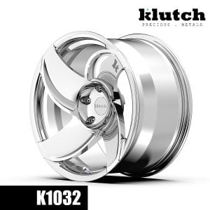 Side profile of the polished Klutch K1032 forged wheel showing the wheel depth