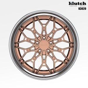 Front rendering of the Klutch K3020 showing its symmetrical geometric spoke pattern